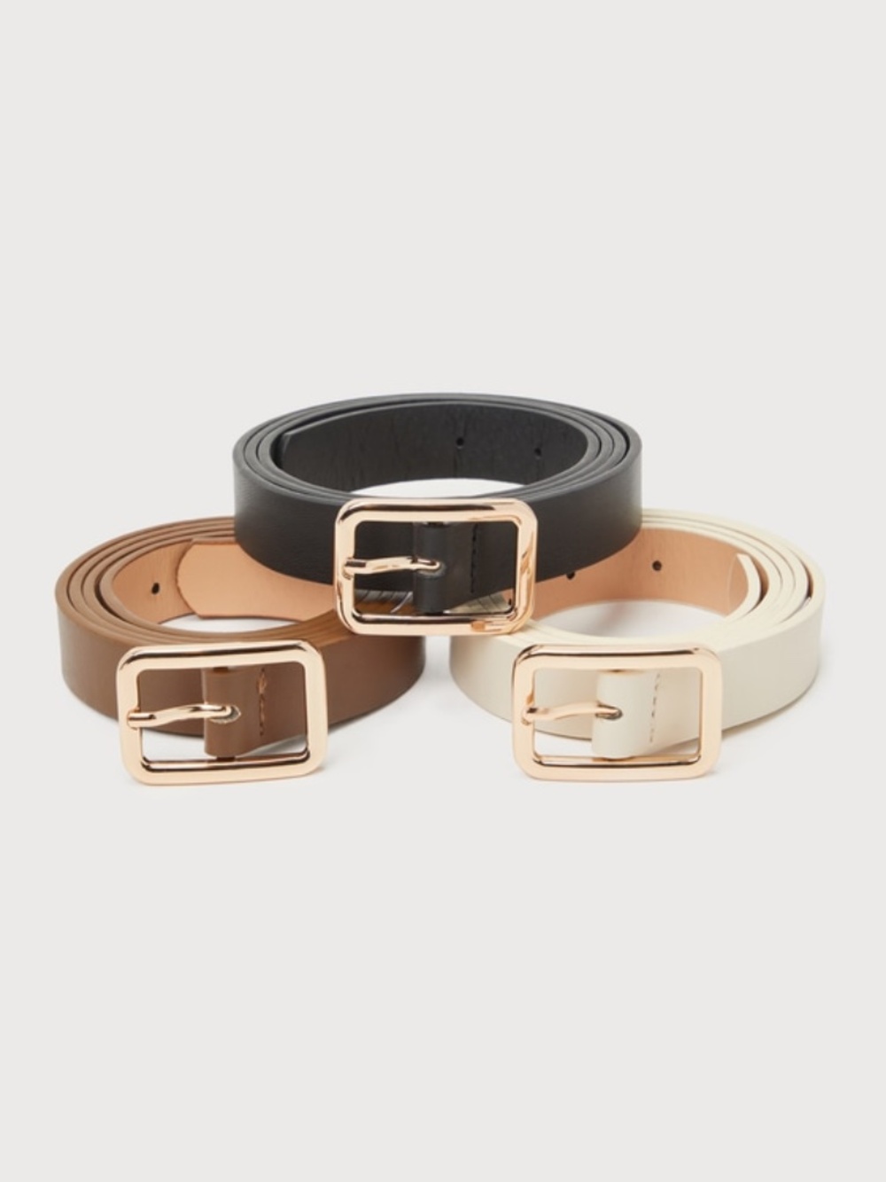 Lulus Black, Ivory, And Brown Three-piece Belt Set - Size 26-30
